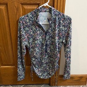 Carve Designs Floral Quarter Zip Swim Shirt Small Floral Beachy Athletic